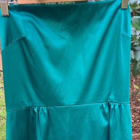 Talbots Green Satin formal prom evening dress full length 12 - Picture 3 of 3